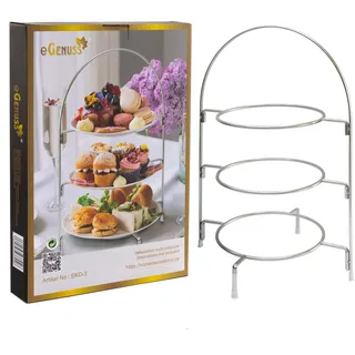 eGenuss Etagere für Teller 3 Etagen Edelstahl Etagere 3 stöckig serviergestell mit rutschfesten Gummifüßen | 6er-Set silberfarbig