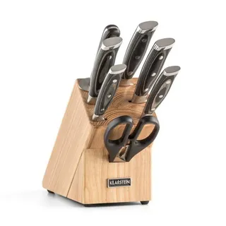 Klarstein Katana 8 Messerset 8-teilig Schere Wetzstahl, Messerblock Kautschukholz