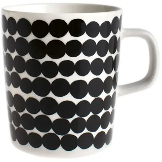 Marimekko - Oiva Räsymatto Becher mit Henkel 250 ml, weiß / schwarz