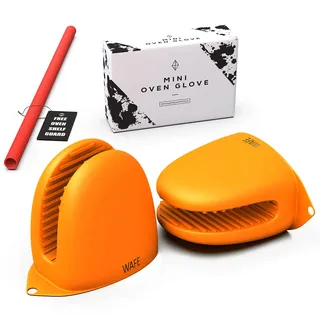 WAFE Mini-Ofenhandschuhe für Heißluftfritteuse - 2 Silikon-Fingergriffe - Hitzebeständige Klemmschutz-Abdeckungen für Kochen, BBQ, Grillen - Einheitsgröße, doppelte Hand-Topflappen mit Ofenrostschutz