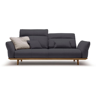 hülsta sofa 3-Sitzer hs.460, Sockel in Nussbaum, Füße Nussbaum, Breite 208 cm grau|schwarz