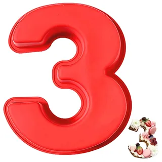 YXHZVON Kuchenform Zahlen Silikon Backform Zahl 3, Groß 3D Number Cake Zahlenbackform, Antihaftige DIY Motivbackformen für Kindergeburtstag, Hochzeit Jubiläum, Geburtstagstorte