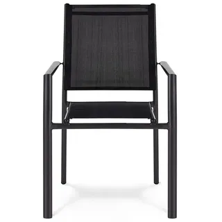 KHG Gartenstuhl Stapelstuhl mit Armlehnen Schwarz, bis 120 kg belastbar (Outdoor-Stuhl), aus Stahl, zum Schutz pulverbeschichtet, stapelbar schwarz