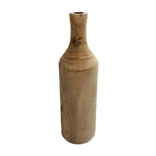 Spetebo Holz Blumen Vase naturbelassen - Tischdeko Fensterdeko für Kunstpflanzen und Pampasgras