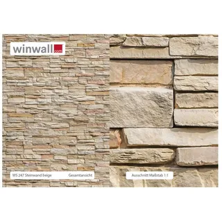 winwall Duschrückwand Duschrückwände ALU-Verbundplatte Dekor: Steinwand, (1-tlg), Wandverkleidung aus Alu beige 19 cm x 27 cm