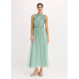bonprix Maxikleid Paillettenstickerei Grün 48