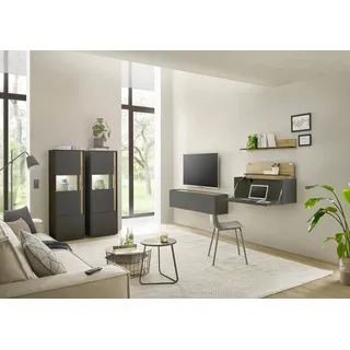 Home affaire Büromöbel-Set CiTY/GiRON, (Set, 5-tlg), Home Office, mit Wandsekretär grau