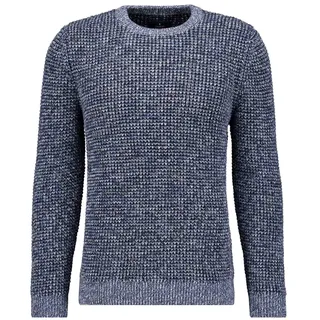 Rundhalspullover RAGMAN, Herren, Gr. 56, blau (blau, melange, 171), Strick, 100% Baumwolle, Rundhals, Pullover Rundhalspullover
