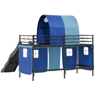 vidaXL Etagenbett 90 x 190 cm Metall schwarz-blau