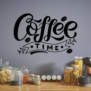 COFFEE TIME - Wandtattoo Sticker Aufkleber Kaffeezeit Kaffee Zeit (Schwarz, 100 x 60 cm)