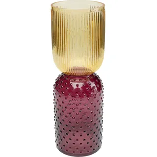 Kare Design Vase Marvelous Duo, Gelb/Lila, Handgefertigt, Hohe Blumenvase für Pampasgras, Glasvase mit Strukturmix, Deko für Wohnzimmer, Esstisch, Regal, Flur, Unikat, Glas, 38cm (H)