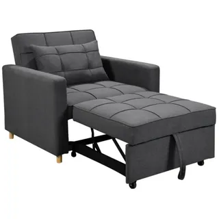 Happy Home Schlafsofa Schlafsessel Sofabett mit Kissen Gästebett Lounge Sessel für Wohnung grau