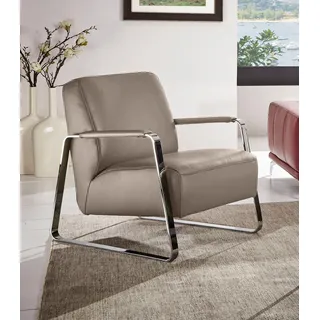 W.Schillig Cocktailsessel quadroo Leder 65 x 82 x 82 cm Braun mit Kissen