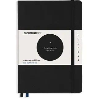 Leuchtturm1917 359617 Notizbuch Medium (A5), Hardcover, 251 num. Seiten, Schwarz, Dotted, Bauhaus Edition