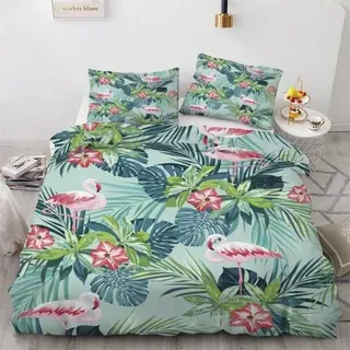 ROUSKI Bettwäsche-Set 135x200cm 2-teilig Mikrofaser Flamingo 3D