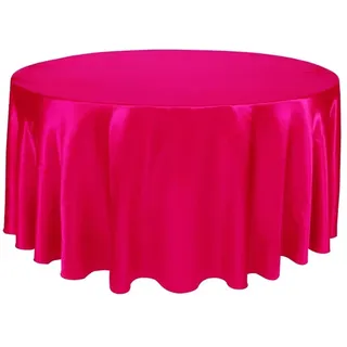 Tischdecke Rund Runde Satin-Tischdecken mit hellem, glattem Stoff, einfarbig, for Hochzeits-, Party-, Restaurant- und Bankettdekorationen(Fuchsia,108inch-275cm)