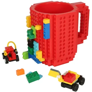 Lumsburry Build-on Bricks Tassen Becher, Kreative DIY Kaffeetasse Baustein Kaffee Tee Trinken Spa? Trinken Geschenk (Rot)