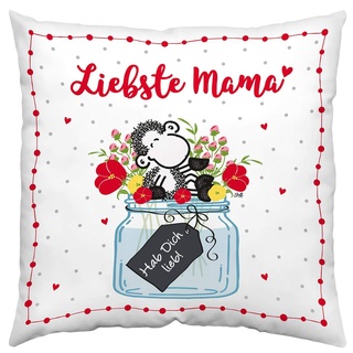 Sheepworld Kissen Motiv "Liebste Mama"| Zierkissen, Baumwolle, 40 cm x 40 cm | Geschenk Mama | 45615