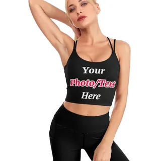 AOOEDM Benutzerdefinierte Damen-Crop-Tops mit Foto/Text/Logo, personalisierte Sport-BHS, Yoga-Top, Workout-Tanktops für Frauen und Mädchen - S