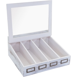 Besteckkiste MCW-C25, Holzbox mit Deckel Besteckkasten, Paulownia 17x37x33cm ~ weiß, shabby