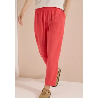 Stoffhose CECIL "Style Chelsea", Damen, Gr. L (42), Länge 28, rot (coral), Web, Obermaterial: 85% Viskose, 15% Polyamid, unifarben, loose fit lang, Hosen Stoffhose, Sommerhose mit elastischem Bund / Viskose, Topseller