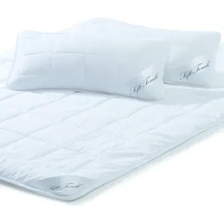 aqua-textil Soft Touch Bettdecke Ganzjahresdecke 220 x 240 cm Set inkl 2X Kopfkissen 40 x 80 cm Winter Sommer Steppdecke Oeko-TEX