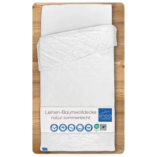 linea by böhmerwald - Nature - Leinen- / Baumwolledecke sommerleicht, 200x220, 60% Leinen / 40% Baumwolle, Allergiker geeignet, waschbar schonend bis 40°C, in Deutschland produziert