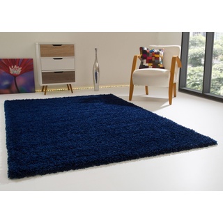 Steffensmeier Shaggy Hochflor Teppich Happy XL Langflor Teppich in Blau mit Öko-Tex Siegel, Größe: 65x130 cm