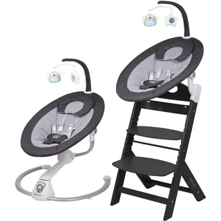 BabyGO Homey Set Babywippe inkl Family Kinderhochstuhl schwarz schwarz