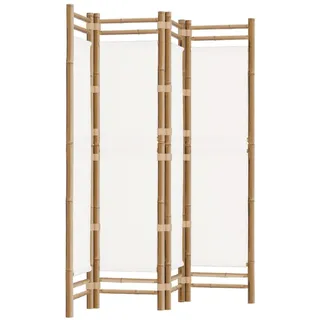 4 teilig Faltbar Paravent, Raumteiler Trennwand Wand Sichtschutz Raumtrenner Wandschirme Ideal für Wohnung Wohnzimmer Badmöbel, 160 cm Bambus und Canvas