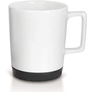 Mahlwerck Softpad Tasse in Weiß, Große Porzellan-Kaffeetasse mit schwarzen SoftPad, 350 ml...