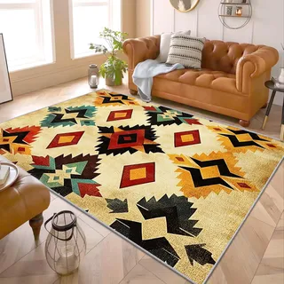 PaxGloz Native American Deko - Teppich Wohnzimmer Schlafzimmer Aztekenmuster, Großer Teppich Southwest Design, Weich Kurzflor & Waschbar & rutschfest Wohnzimmerteppich, Kinderteppich, 160x200 cm