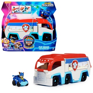 PAW PATROL, Mighty Movie Pup Squad Patroller Teamfahrzeug mit Chase-Spielzeugauto, Spielzeug geeignet für Kinder ab 3 Jahren