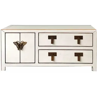 OPIUM OUTLET Kommode Schrank Lowboard Sideboard TV-Kommode Fernsehschrank (Asia Möbel komplett montiert), asiatisch orientalisch chinesisch weiß
