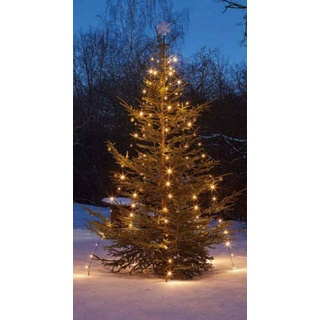 Hellum LED Christbaumbeleuchtung mit Ring, LED Weihnachtsbaumbeleuchtung Außen 10 Stränge x 2m, warmweiße Lichterkette Außen Weihnachten, Weihnachtsbaumdeko, 577891