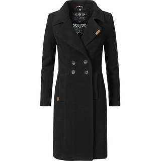 Navahoo Wintermantel Wooly edler Damen Trenchcoat in Wollmantel-Optik schwarz XL (42)