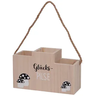 UNUS HOME Flaschenkorb Flaschenhalter Glückspilze Holz, für 3 Flaschen, Geschenkidee, Mitbringsel