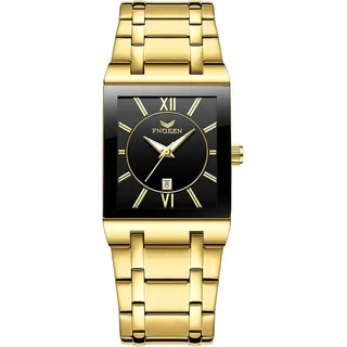 Watch Für Herren, Rechteckig Herrenuhren 3ATM Wasserdicht Eckige Analoge Quarz Uhren Multifunktional Kalender Leuchtzeiger Uhr mit Edelstahlarmband