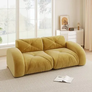 OKWISH Loungesofa 2–4-Sitzer-Modulsofa, mit vielfältigen Kombinationen, inklusive Hocker, L-/U-Form Optionen und ergonomischem Design für individuelle Wohnraumgestaltung 1 Teile gelb 95 cm x 76 cm x 204 cm