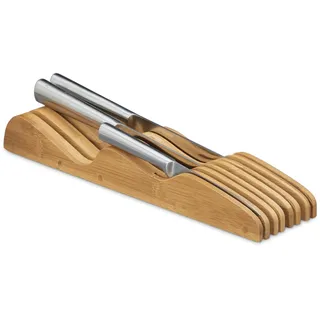 Relaxdays Relaxdays, Messerblock Schublade, liegend, Bambus, für 7 Messer, HBT: 5x9,5x40 cm, Schubladeneinsatz