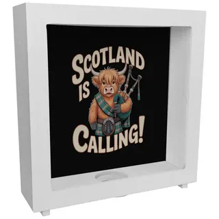 speecheese Spardose Scotland is calling! Rahmen Spardose aus Holz mit Highland-Kuh-Motiv