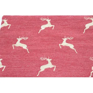 Sander Weihnachten Galibier Tischläufer 40 x 100cm Artikel 89168 Fb.26 mit 5% Wolle und 3% Alpaka Hirsche in gold rot Glitzer glitzernd flauschig 30° waschbar