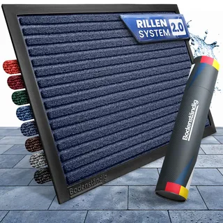 Bodenständig Fußmatte außen - extrem rutschfest & langlebig - Fußabtreter außenbereich grau blau 40x60 cm - Türmatte in Perfekter Größe für die Haustür - Fussmatte aussen - Türvorleger gestreift