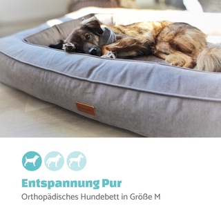 Bruno Hundebett Hundekorb | waschbar | orthopädisch | rutschfest | atmungsaktiv | Memory-Schaum | Größe M (80 x 17 x 55 cm)