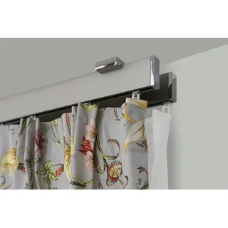 GARESA Vorhangstange FLAT 2-läufig Ø 20 mm 150 cm Silber