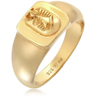 KUZZOI Siegelring Wappen 925 Silber Gold Gr. 58