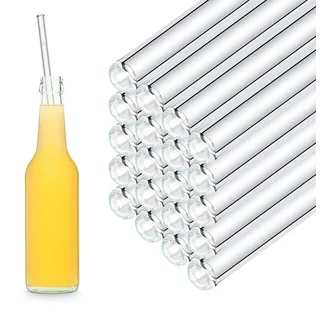 Wiederverwendbare Glasstrohhalme - 30 cm - Für Longdrinks, Smoothies - Spülmaschinenfest - Transparent