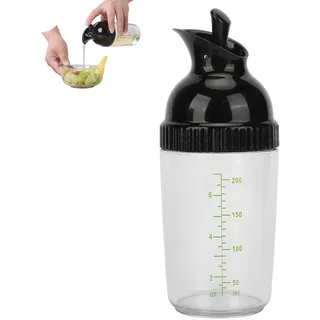 Salat-Dressing-Shaker, 200ml klarer Salat-Dressing-Mischer Dressing-Behälter Dressing-Spender mit Ausguss Salat Dressing Container Salatdressing Spender Essigbehälter zum Zubereiten (Schwarz)