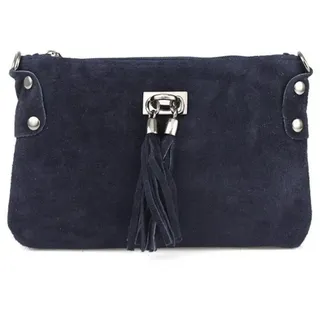 ITALYSHOP24 Schultertasche Made in Italy Damen Leder Tasche CrossOver, als Schultertasche, Clutch, Umhängetasche tragbar blau