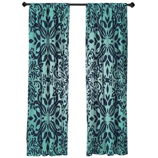 Abakuhaus Gardine Vorhang für Wohnzimmer Schlafzimmer Dekor, Microfaser, Orientalisch Gekräuselte Mandala-Blumenkunst blau 150 cm x 245 cm